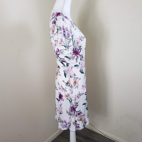 Real Clothing Summer Floral Wrap Dress White Small - Picture 4 of 11